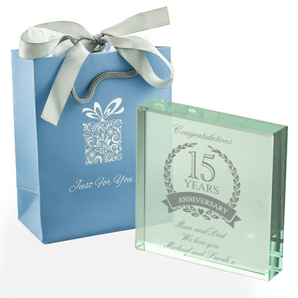 Personalised 15th Wedding Anniversary Glass Token