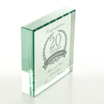 Personalised 20th Wedding Anniversary Glass Token