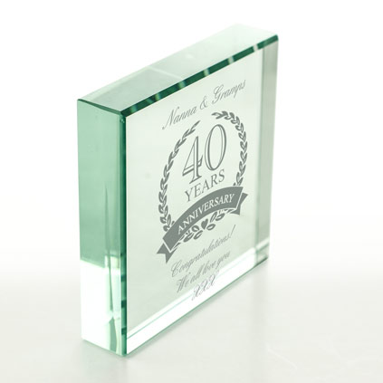 Personalised 40th Wedding Anniversary Glass Token