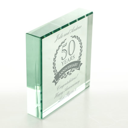 Personalised 50th Wedding Anniversary Glass Token