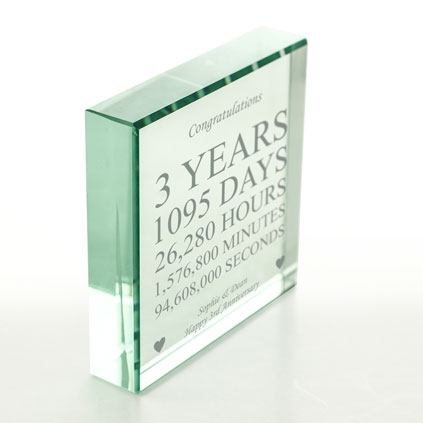 Personalised 3 Years Of Marriage Glass Token