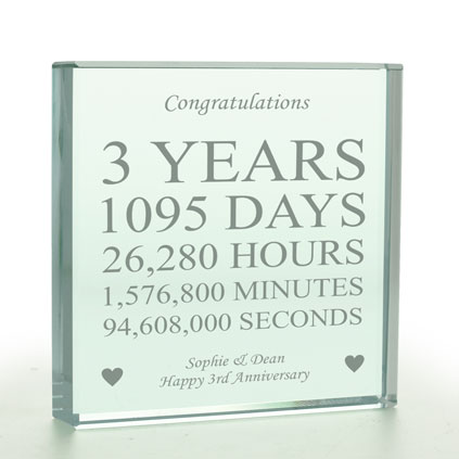 Personalised 3 Years Of Marriage Glass Token