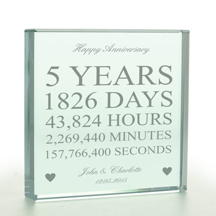 Personalised 5 Years Of Marriage Glass Token