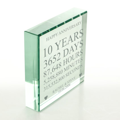 Personalised 10 Years Of Marriage Glass Token
