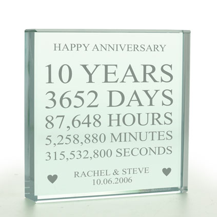 Personalised 10 Years Of Marriage Glass Token