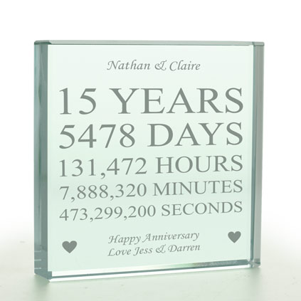 Personalised 15 Years Of Marriage Glass Token