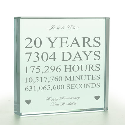 Personalised 20 Years Of Marriage Glass Token