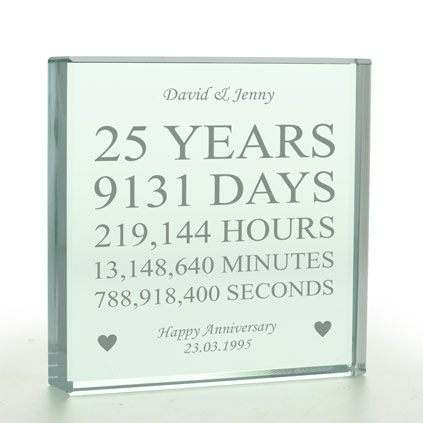 Personalised 25 Years Of Marriage Glass Token