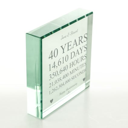 Personalised 40 Years Of Marriage Glass Token