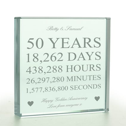 Personalised 50 Years Of Marriage Glass Token