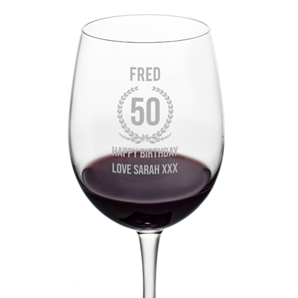 Personalised Wine Glass - 50th Birthday