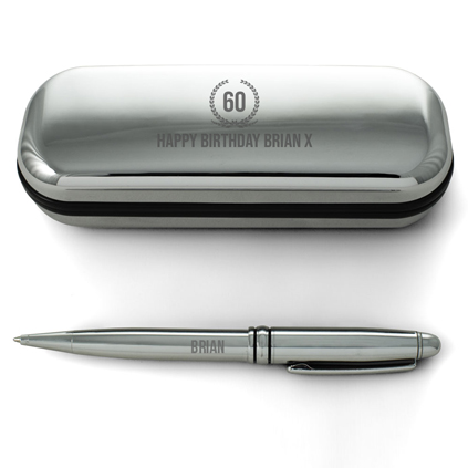 Silver Pen And Personalised Gift Box - 60th Birthday
