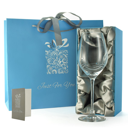 Personalised Spiral Diamante Crystal Wine Glass With Satin Gift Box