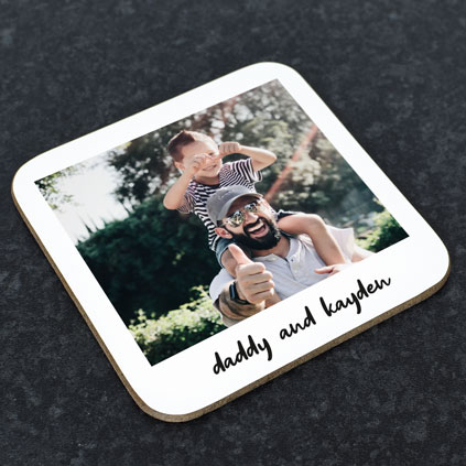 Personalised Polaroid Photo Coaster For Dad