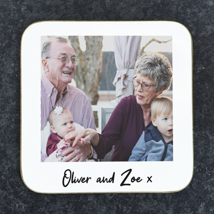 Personalised Polaroid Photo Coaster For Grandparents