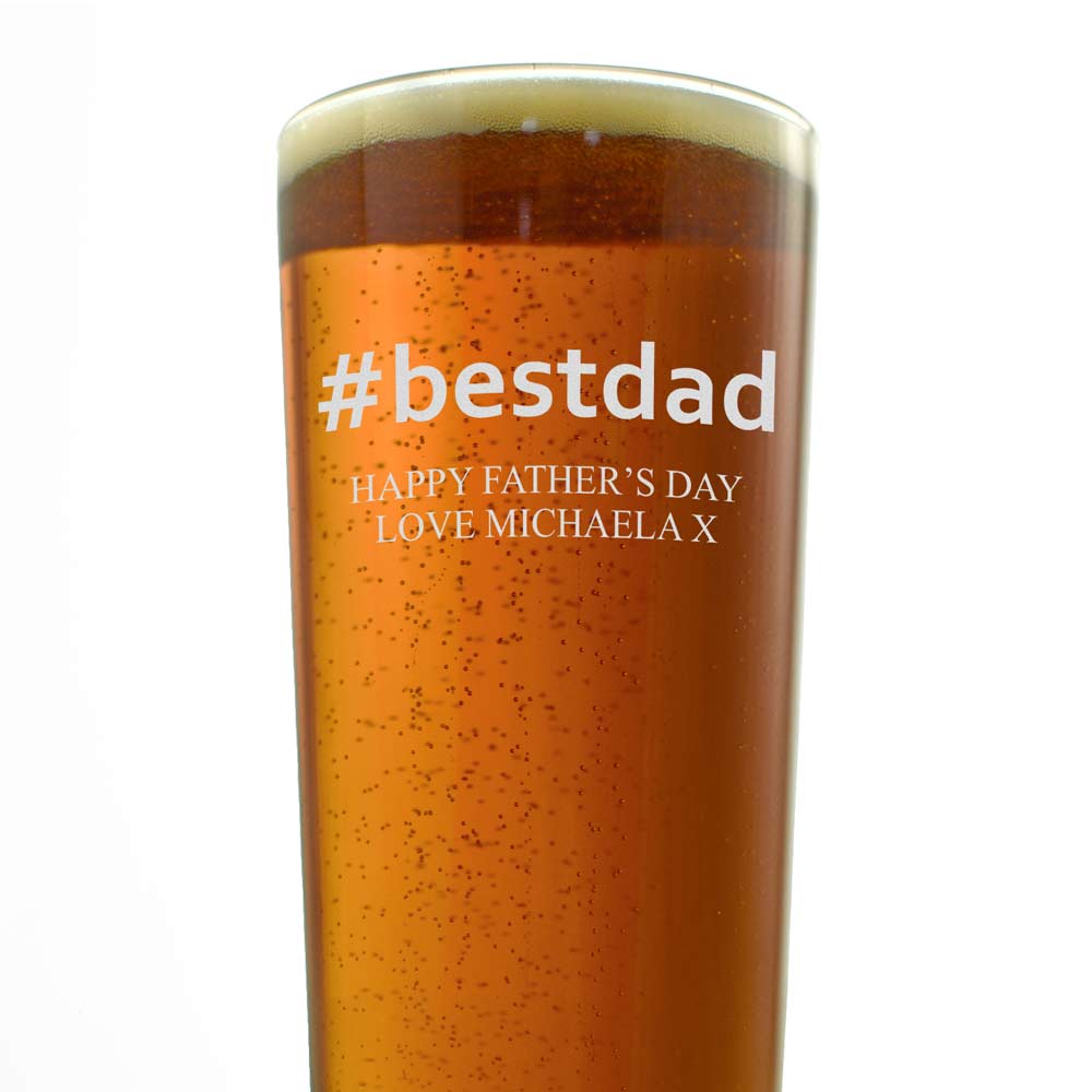 Personalised Hashtag Best Dad Pint Glass