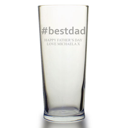 Personalised Hashtag Best Dad Pint Glass