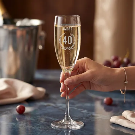 Personalised Champagne Flute - 40th Birthday