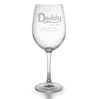 Personalised Daddy Since Wine Glass