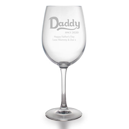 Personalised Daddy Since Wine Glass