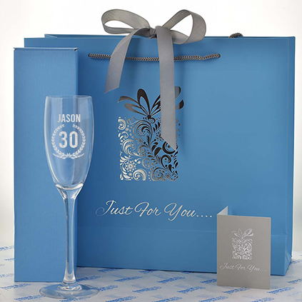 Personalised Champagne Flute - Wreath design