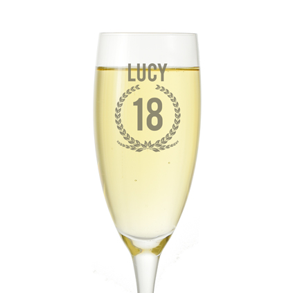 Personalised Champagne Flute - Wreath design