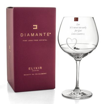 Personalised Diamante Heart Gin Glass With Swarovski Elements