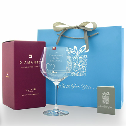 Personalised Diamante Heart Gin Glass With Swarovski Elements