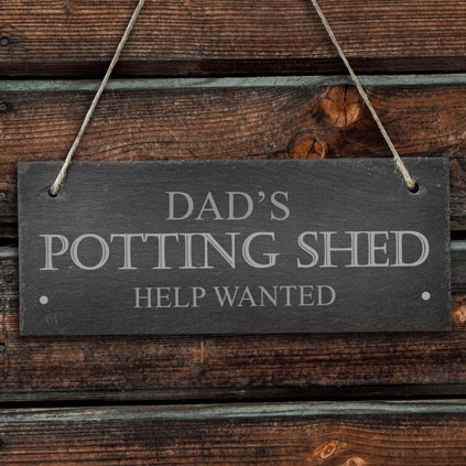 Personalised Potting Shed Hanging Slate Sign