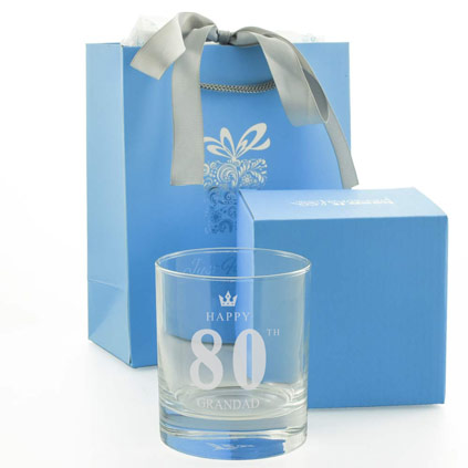 Personalised Whisky Glass - 80th Birthday Crown
