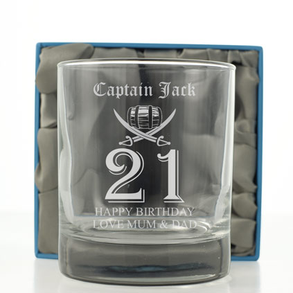 Personalised 21st Birthday Rum Glass Tumbler
