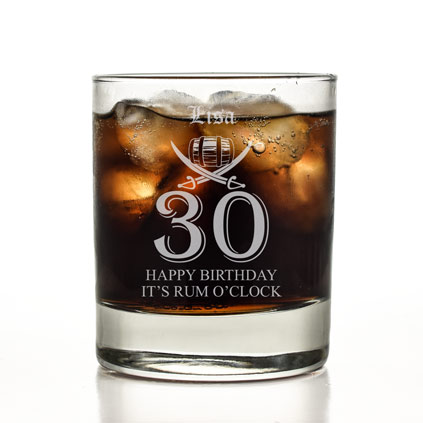 Personalised 30th Birthday Rum Glass Tumbler
