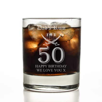 Personalised 50th Birthday Rum Glass Tumbler