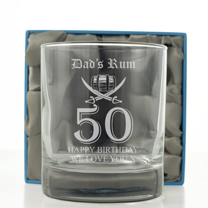 Personalised 50th Birthday Rum Glass Tumbler