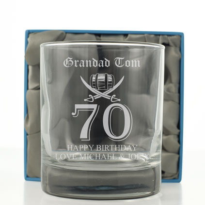 Personalised 70th Birthday Rum Glass Tumbler