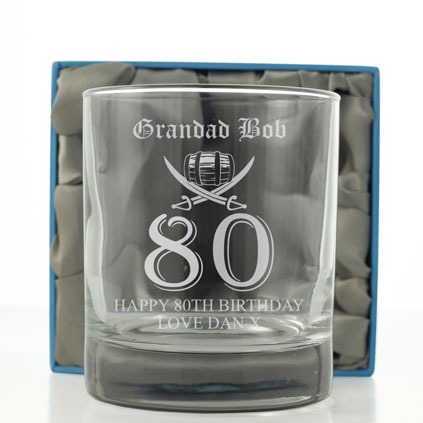Personalised 80th Birthday Rum Glass Tumbler
