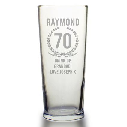 Personalised Pint Glass - 70th Birthday