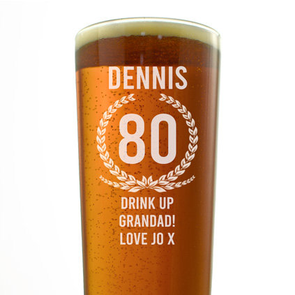Personalised Pint Glass - 80th Birthday