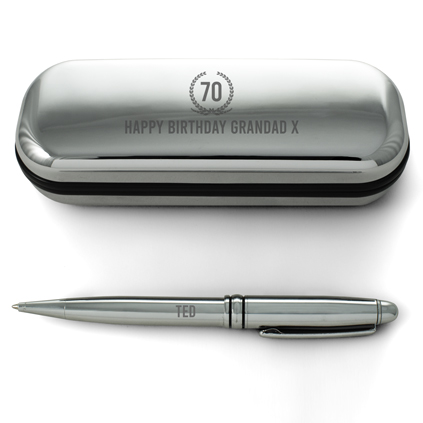 Silver Pen And Personalised Gift Box - 70th Birthday