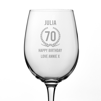 Personalised Wine Glass - 70th Birthday