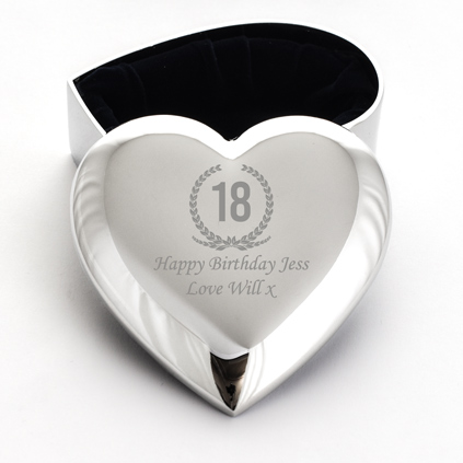 Personalised Silver Heart Trinket - 18th Birthday