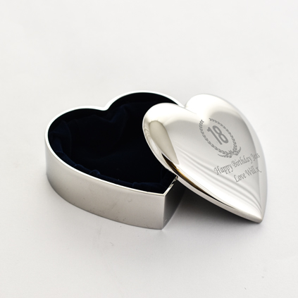 Personalised Silver Heart Trinket - 18th Birthday