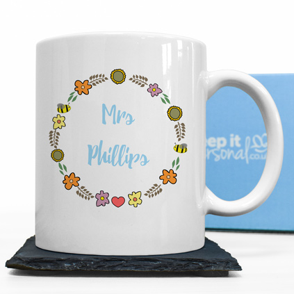 Personalised Mug - Floral Teacher Design