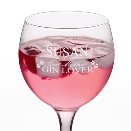 Personalised Gin Glass - Cat Mother Gin Lover