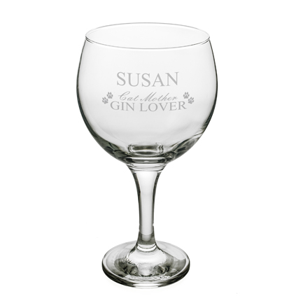 Personalised Gin Glass - Cat Mother Gin Lover