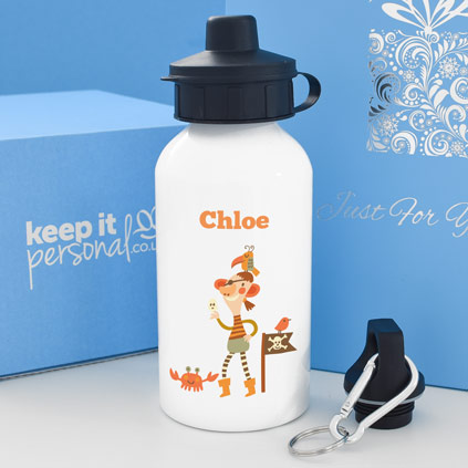 Personalised Eyepatch Pirate Water Bottle 400ml Any Name