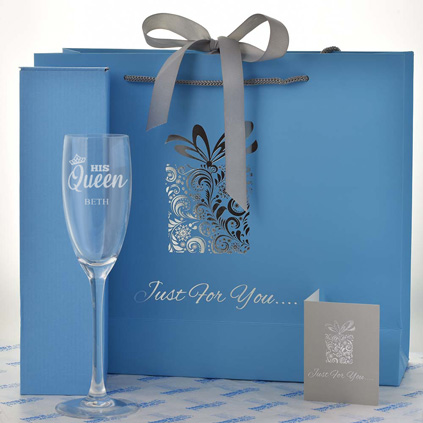 Personalised Champagne Flute - His Queen