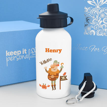 Personalised Hook Pirate Water Bottle 400ml Any Name