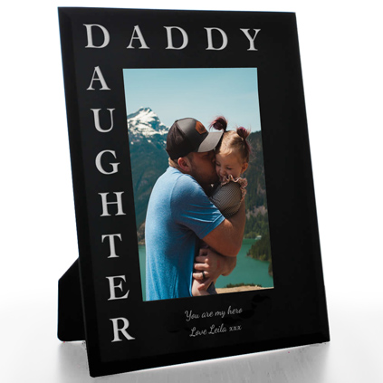 Personalised Black Glass Frame - Daddy & Daughter