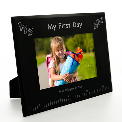 Personalised Black Glass Frame - My First Day